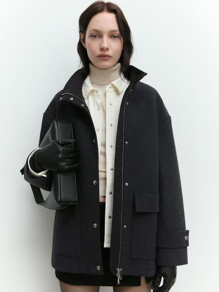 Veste en laine à col cheminée